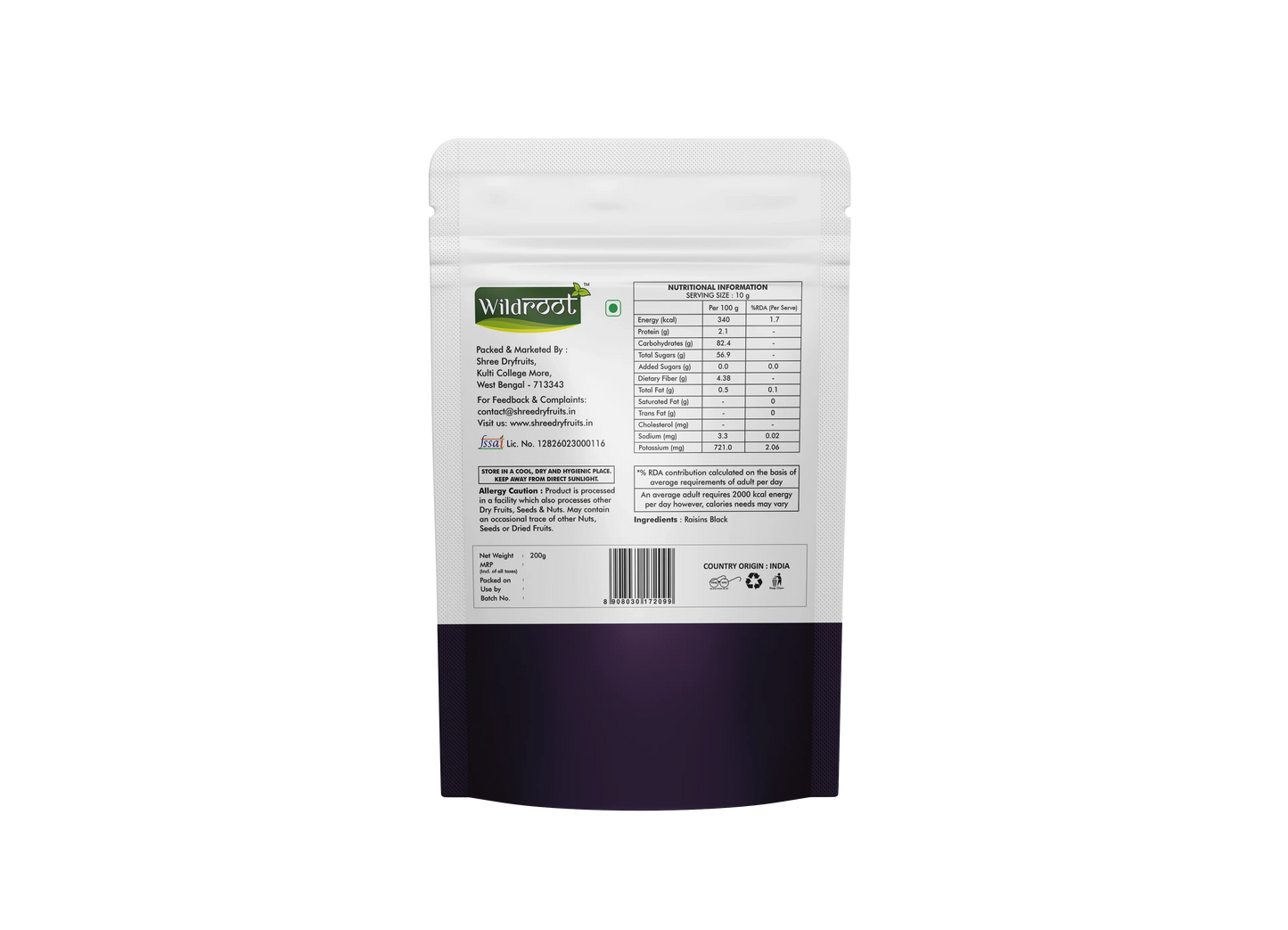 WildRoot Raisins Black 200g | Black Kishmish