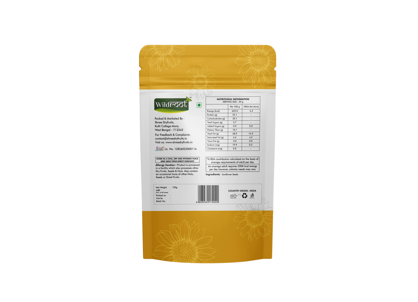 WildRoot Sunflower Seeds 150g