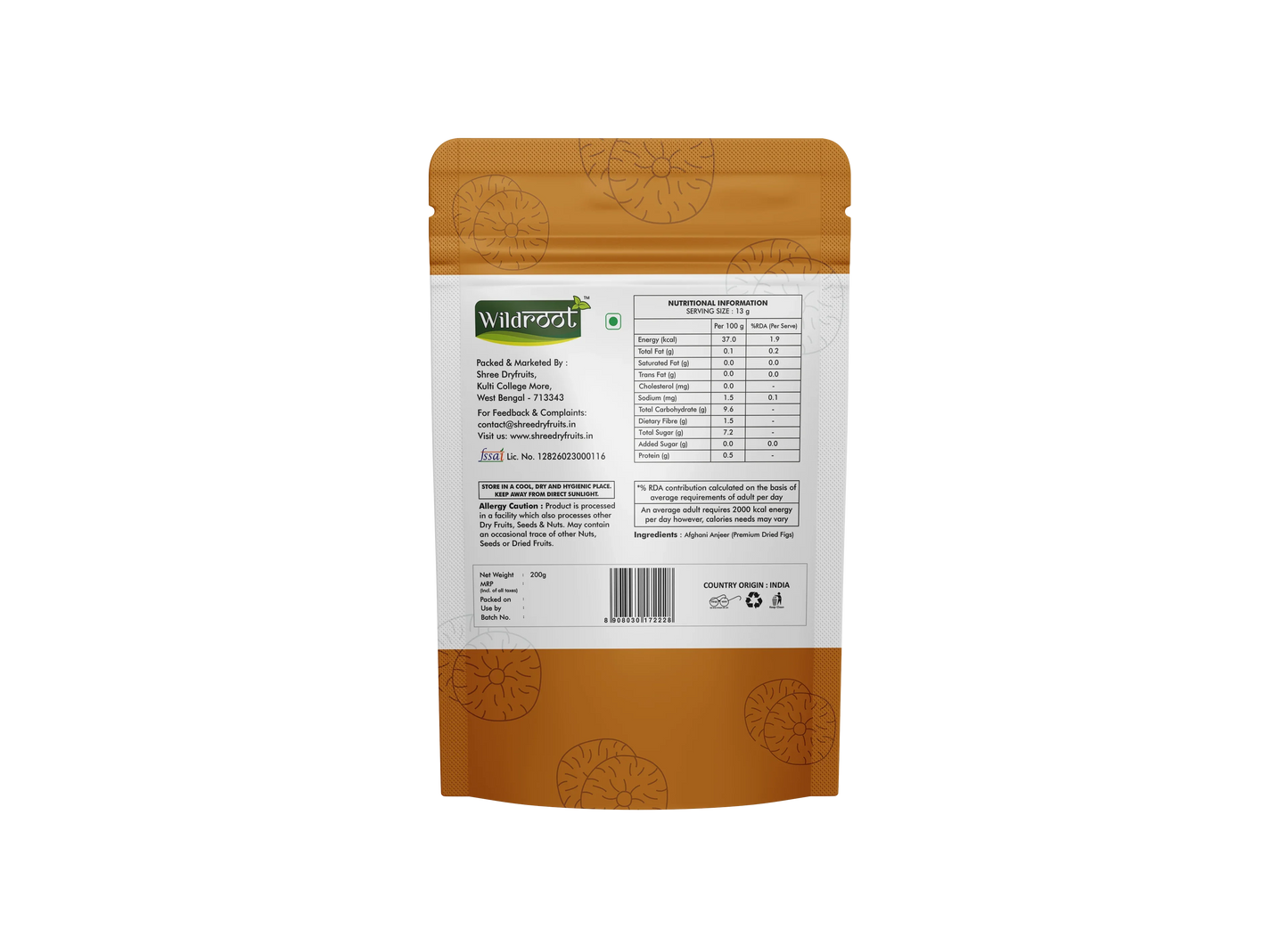 WildRoot Dried Afghani Anjeer Figs 200g