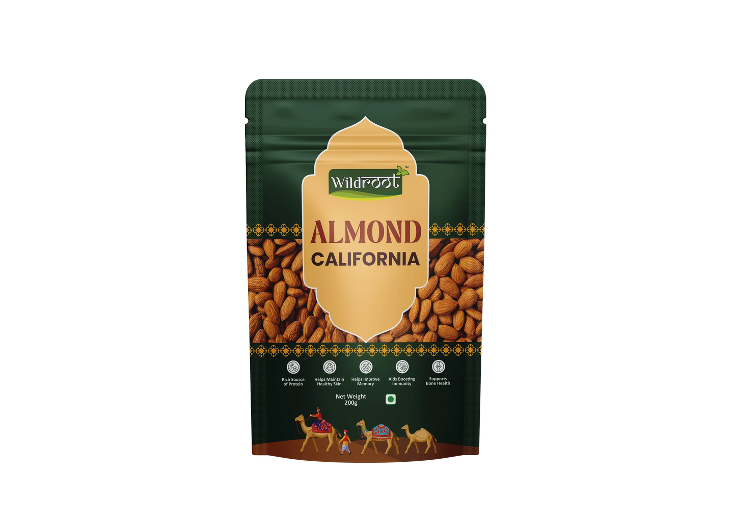 WildRoot Almonds California 200g | Badam Giri