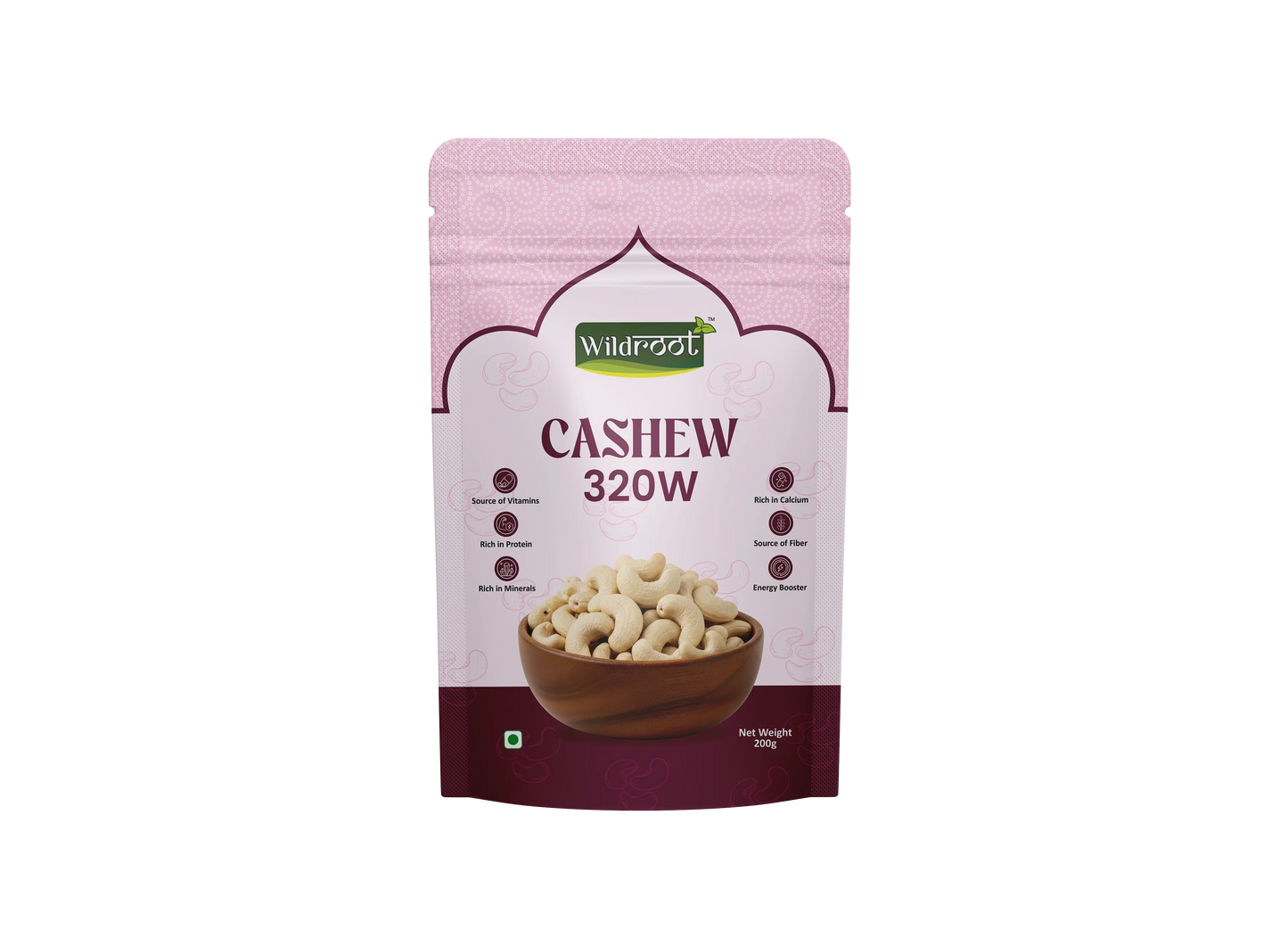 WildRoot Whole Cashew 320W 200g | DryFruits, Kaju, Healthy Snacks