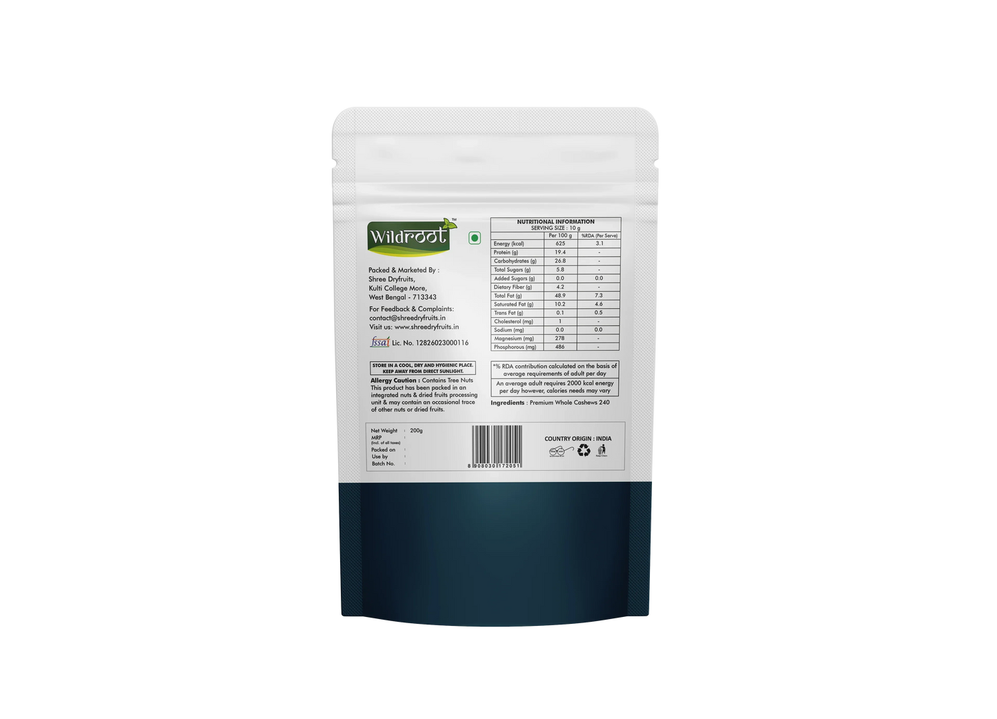 WildRoot Cashew 240 200g | Premuim Kaju