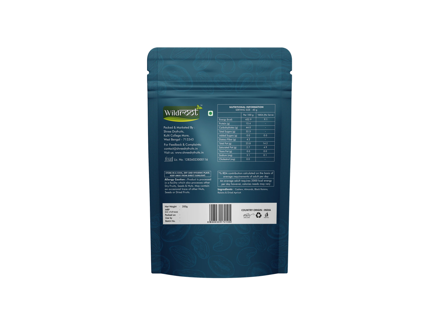 WildRoot Healthy Mix Dryfruits 200g | Panchmeva | Raw Mix DryFruit