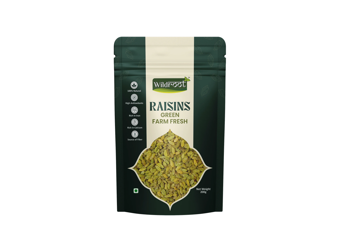 WildRoot Green Farm Fresh Raisins 200g | Fresh Green Kishmish